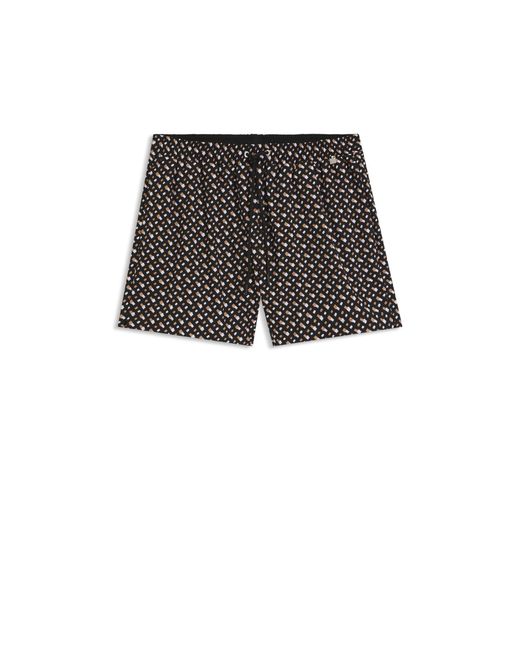 Boss Black Fully Lined Quick-Dry Swim Shorts With Monogram Print for men