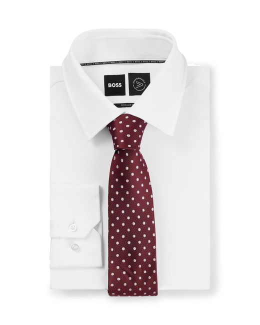 Boss Purple Silk-jacquard Tie With Micro Pattern for men
