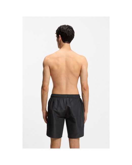 HUGO Black Quick-Dry Swim Shorts With Spray-Effect Logo for men