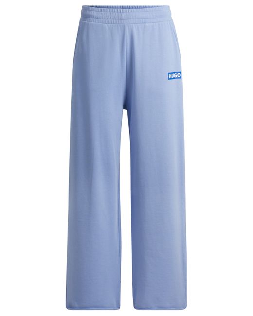 HUGO Blue Relaxed-fit Tracksuit Bottoms With Logo Print