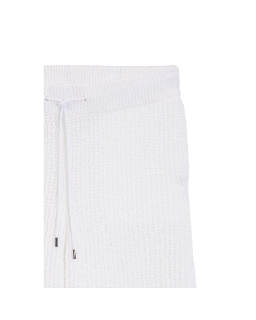 Boss White Cotton-Blend Shorts With Rib Knit for men