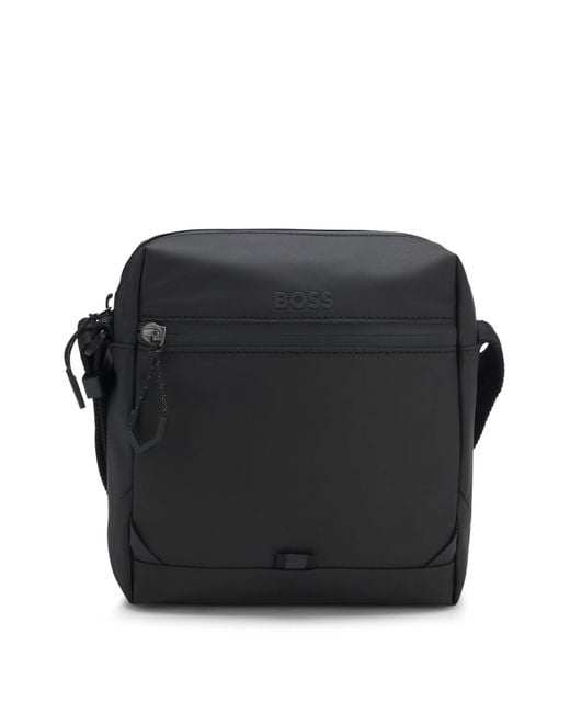 Boss Reporter-Tasche Aus Kunstleder Mit Reflektierenden Details in Black für Herren
