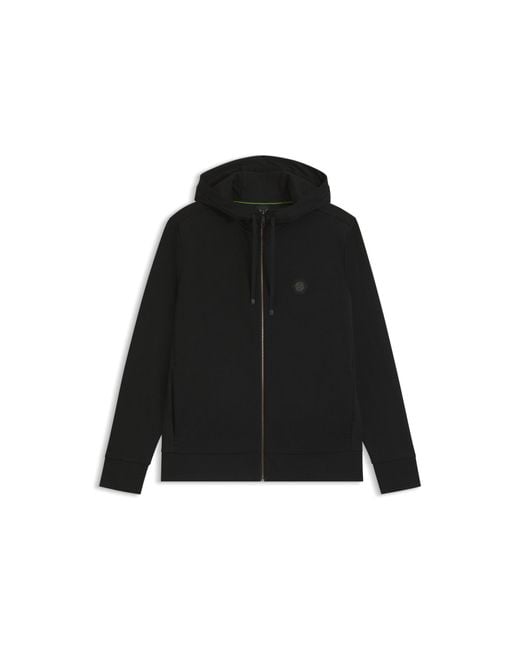 Boss Black Relaxed-Fit Cotton-Blend Hoodie With Double B Monogram for men