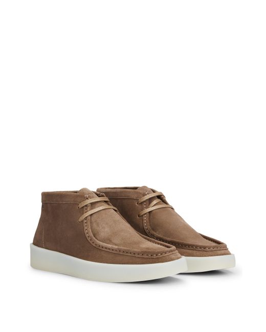 Boss Brown Suede Desert Boots With Rubber Sole for men