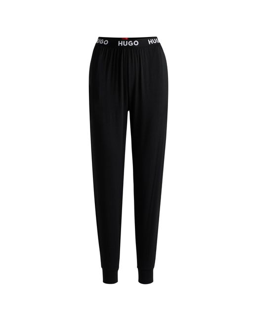 HUGO Black Cuffed Pyjama Bottoms