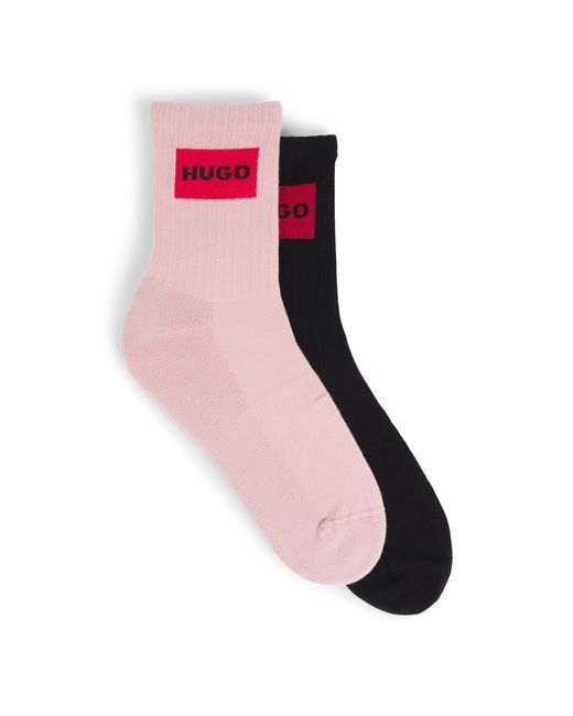 HUGO Pink Two-Pack Of Short-Length Socks With Logo Labels