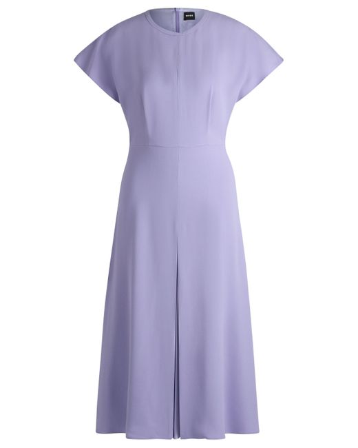 Boss Purple Kleid mit Schlüssellochausschnitt und Plissee-Einsatz