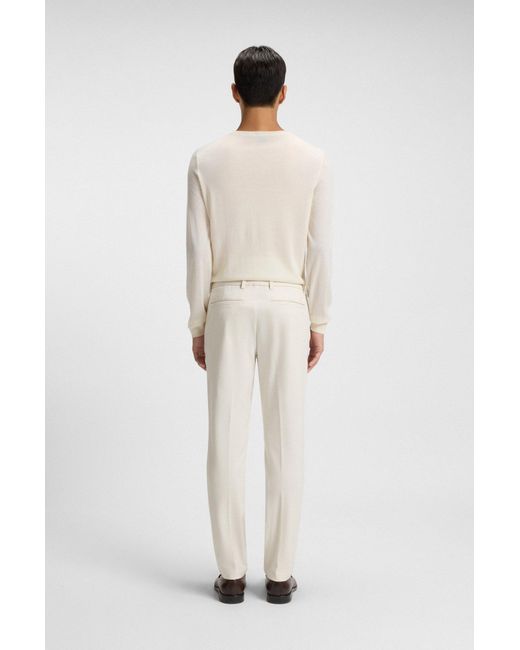 Boss Slim-Fit Broek Van Geborsteld Materiaal Met Visgraatpatroon in het White voor heren