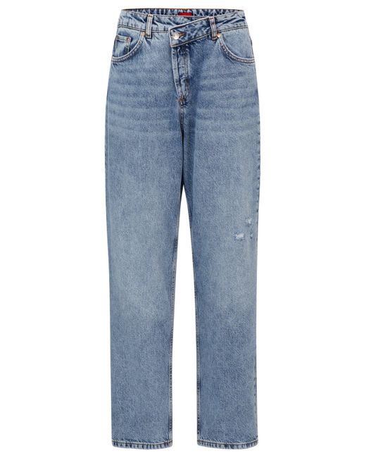 HUGO Blue Relaxed-Fit Jeans aus quarzblauem Denim