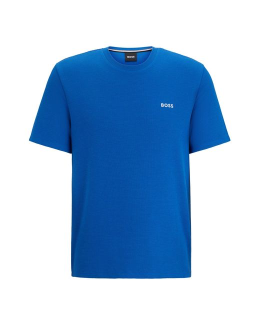 Boss Blue Pajama T-shirt With Embroidered Logo for men