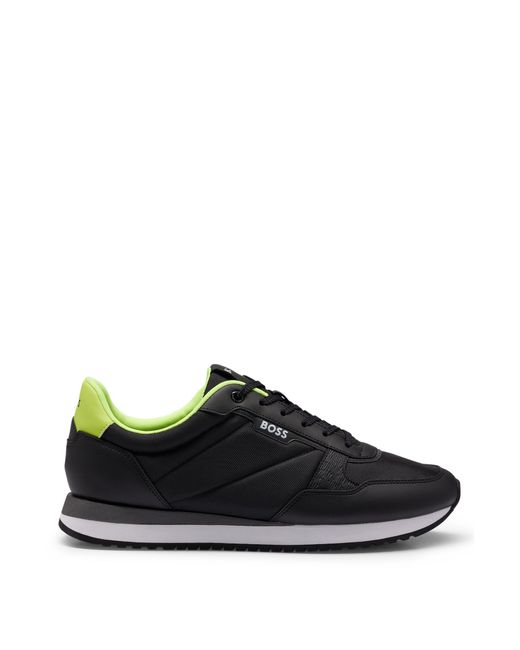 Boss Black Mixed-material Trainers With Pop-colour Details for men