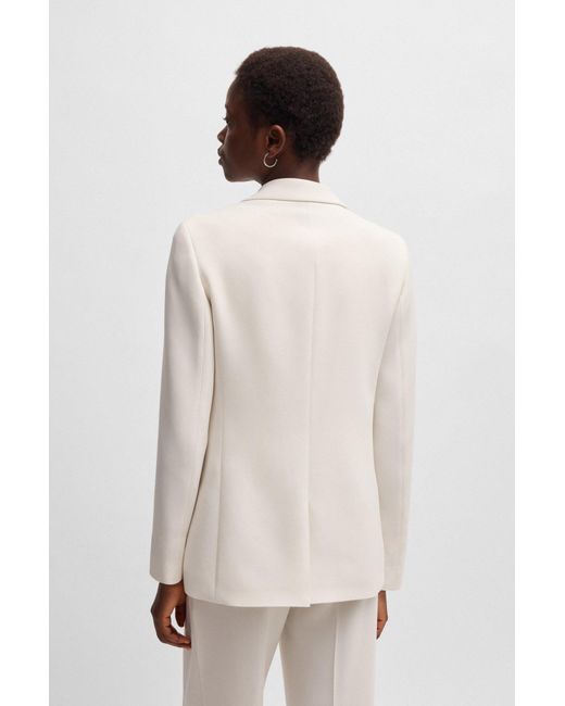 Boss White Regular-Fit Blazer Aus Knitterfreiem Krepp