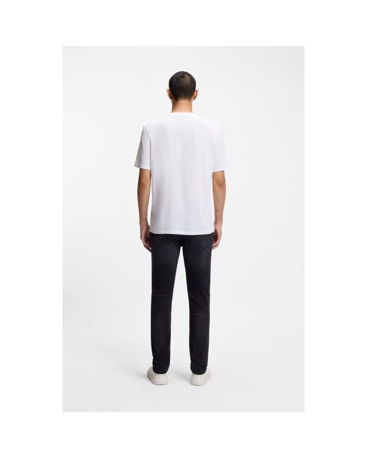 HUGO White Cotton-Jersey T-Shirt With Logo Print for men