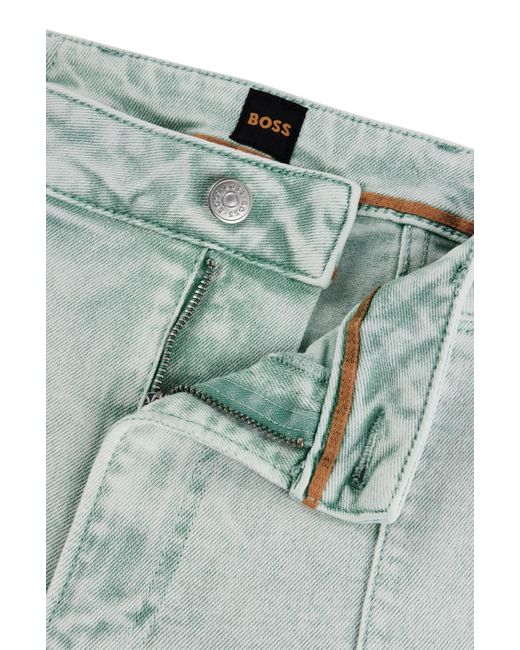 Boss Green Cuffed Relaxed-fit Cargo Jeans In Rigid Denim