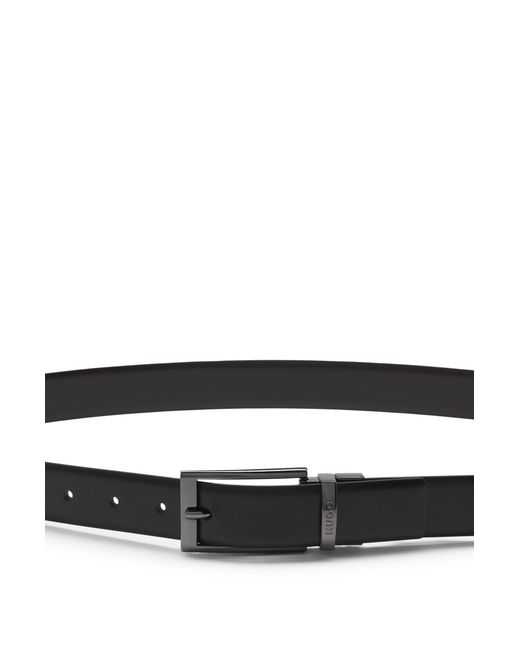 HUGO Omkeerbare Leren Riem Met Logolus in het Black voor heren