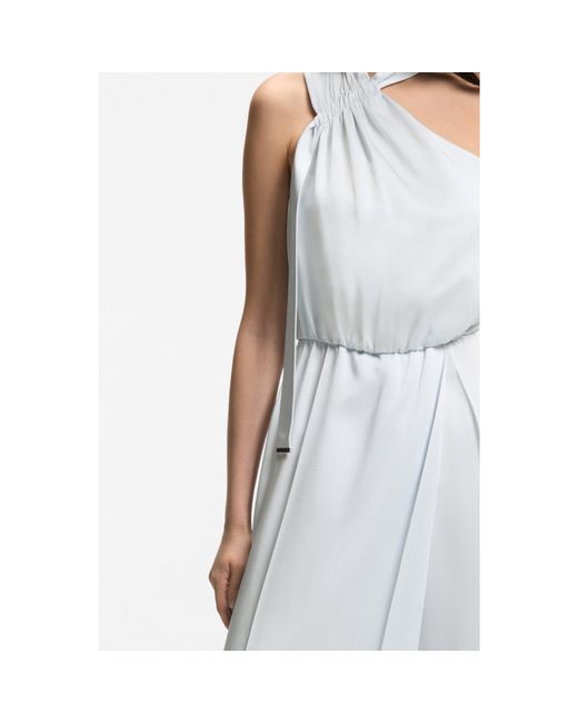 Boss White One-Shoulder Jumpsuit With Wrap-Effect Front