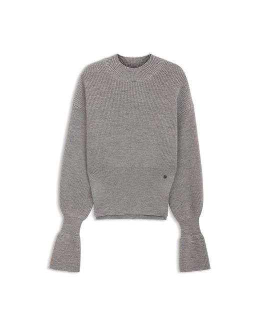 Boss Gray Virgin-Wool Sweater With Removable Double B Monogram Pin