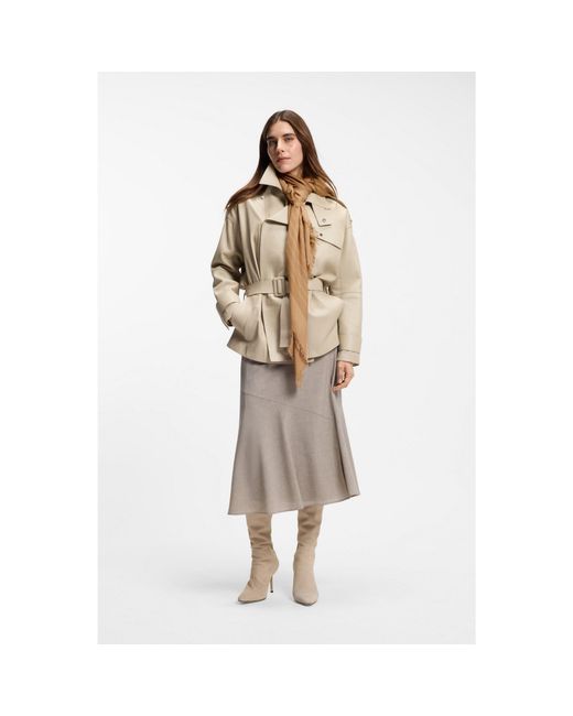 Boss Natural Voile Scarf With Logo Print