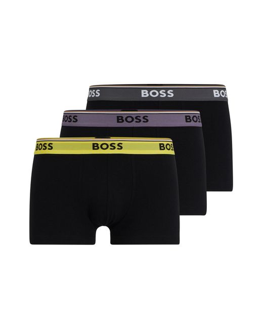 Lot de trois boxers courts en coton stretch avec taille logotée Boss pour homme en coloris Black