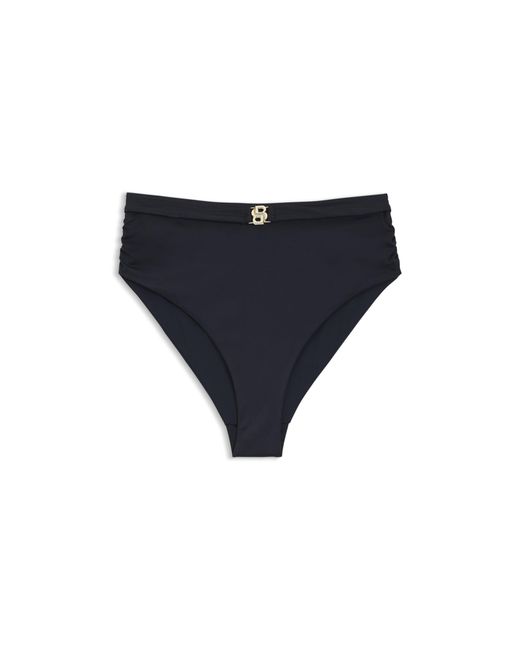 Boss Blue High-Waisted Bikini Bottoms With Double B Monogram