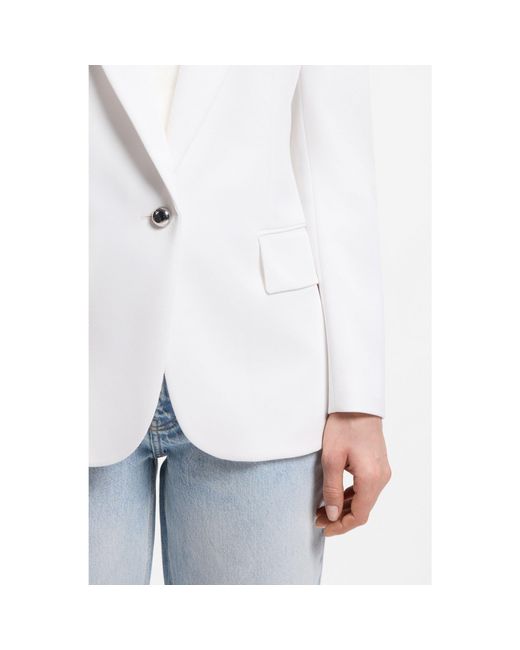 HUGO White Regular-Fit Blazer With Metal Button