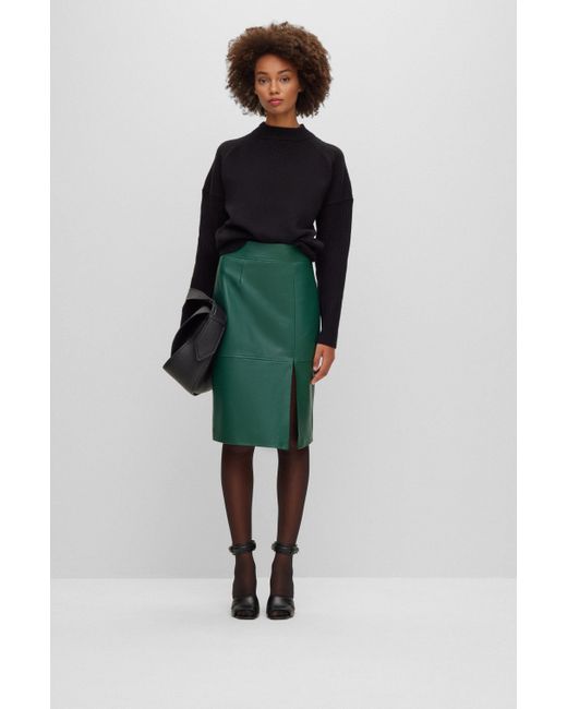 Boss Green Slim-fit Pencil Skirt In Leather