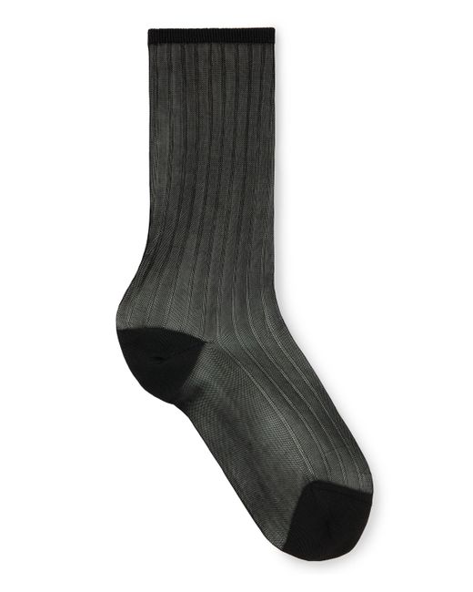 Boss Black Mittelhohe Ripp-Socken mit transparenten Streifen