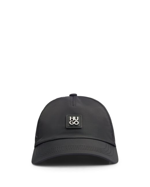 HUGO Cap aus wasserdichtem Nylon mit Stack-Logo-Badge in Black für Herren