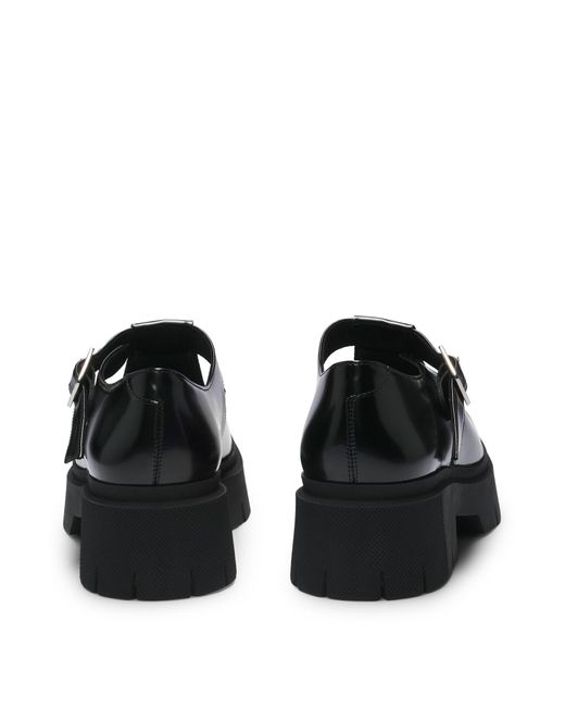 HUGO Black Mary-jane Shoes In Leather With Stacked Logo