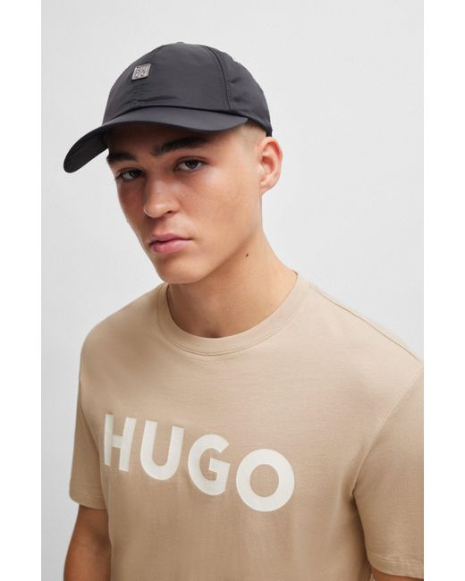 HUGO Natural Cotton-jersey Regular-fit T-shirt With Logo Print for men