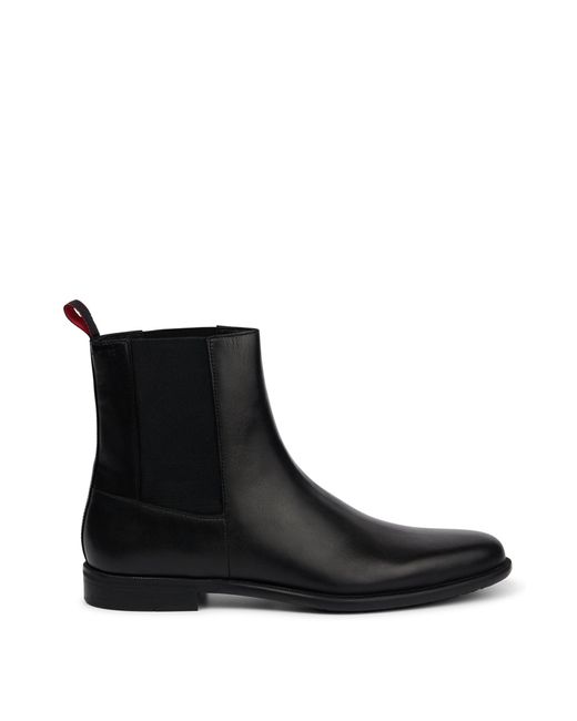 BOSS by HUGO BOSS Polishedleather Chelsea Boots With Logo Detail in