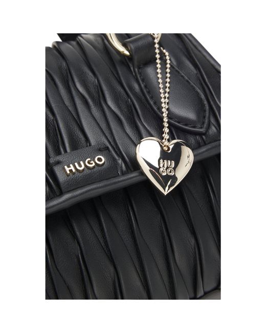 HUGO Black Faux-Leather Handbag With Heart Charm