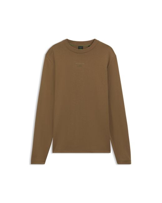 Boss Brown Porsche X Long-Sleeved T-Shirt With Gloss Logo for men