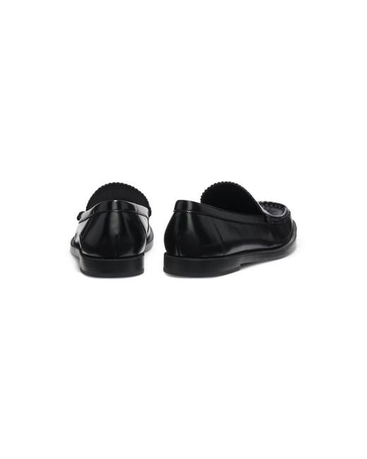HUGO Black Leather Moccasins With Stacked Logo