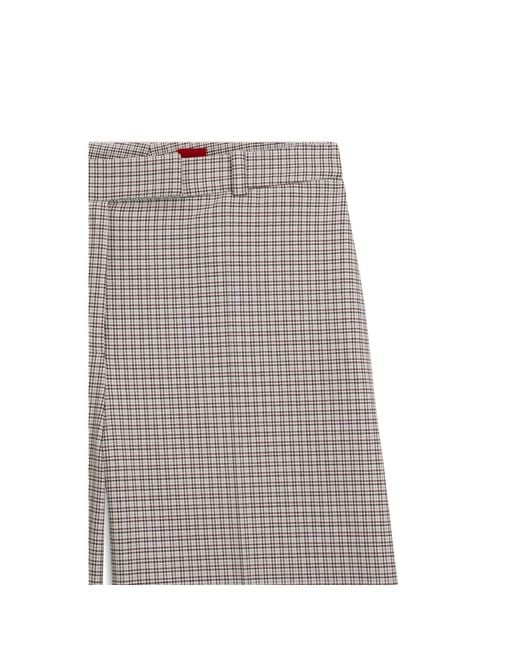HUGO Gray Wide-Leg Trousers With Micro Check
