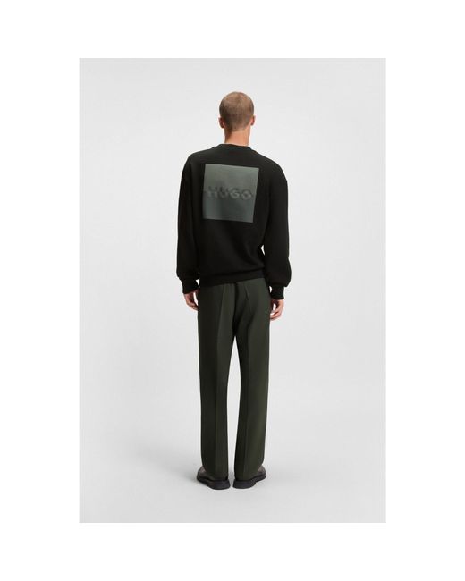 HUGO Black Cotton-Terry Sweatshirt With Split Logo for men