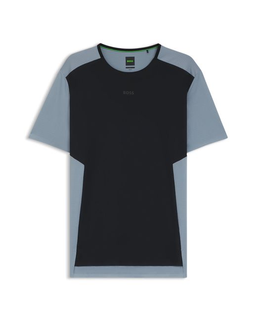 Boss Actief T-Shirt Van Mesh-Jersey Met Decoratieve Reflecterende Details in het Black voor heren