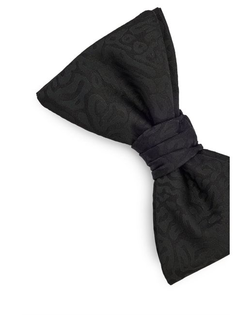 HUGO Black Silk-blend Bow Tie With Animal Jacquard for men