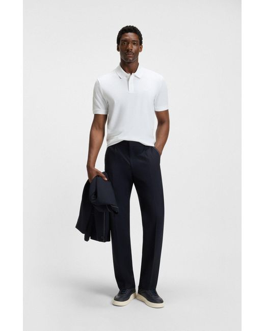 Boss Pallas Poloshirt Aus Baumwoll-Piqué Mit Logo-Details in White für Herren