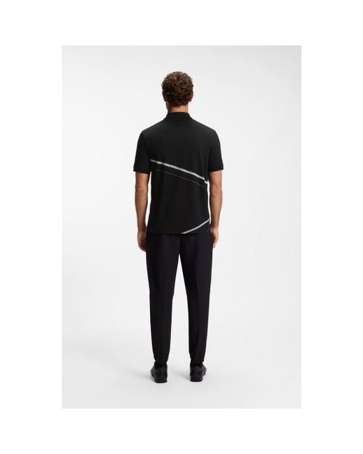 Boss Black Pima-Cotton Polo Shirt With Placed Print for men
