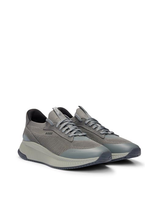 Boss Gray Ttnm Evo Trainers With Knitted Uppers for men
