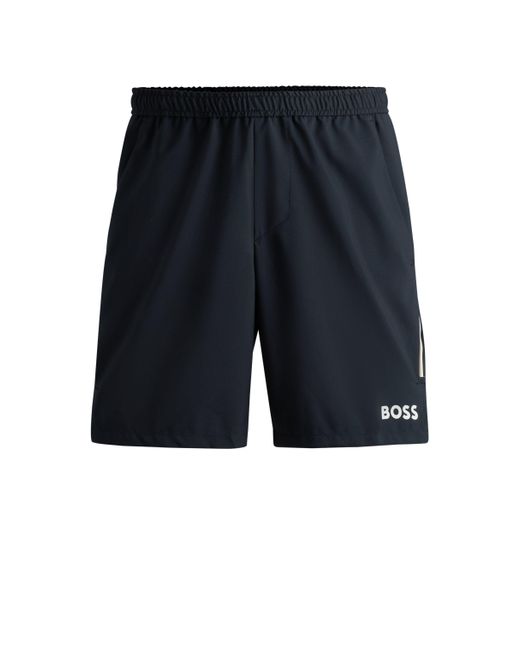 Boss X Matteo Berrettini wasserabweisende Shorts mit Logo-Print in Blue für Herren