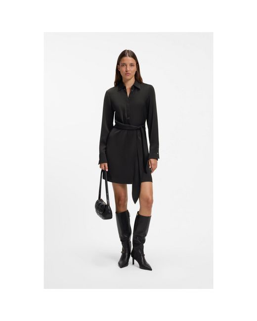 HUGO Black Long-Sleeved Wrap Dress