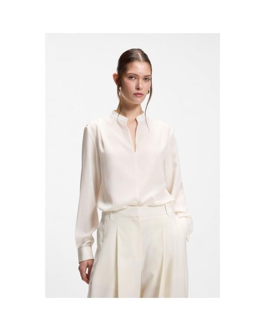 Boss White Relaxed-Fit Blouse