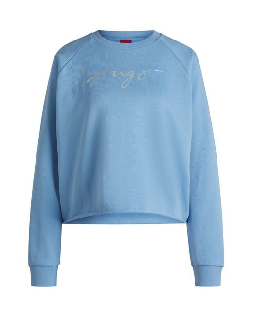 Sweat En Molleton De Coton Avec Logo Imprimé HUGO en coloris Blue