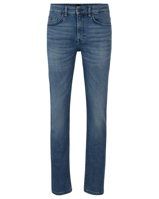 Boss Slim-fit Jeans In Mid-blue Soft Stretch Denim for men