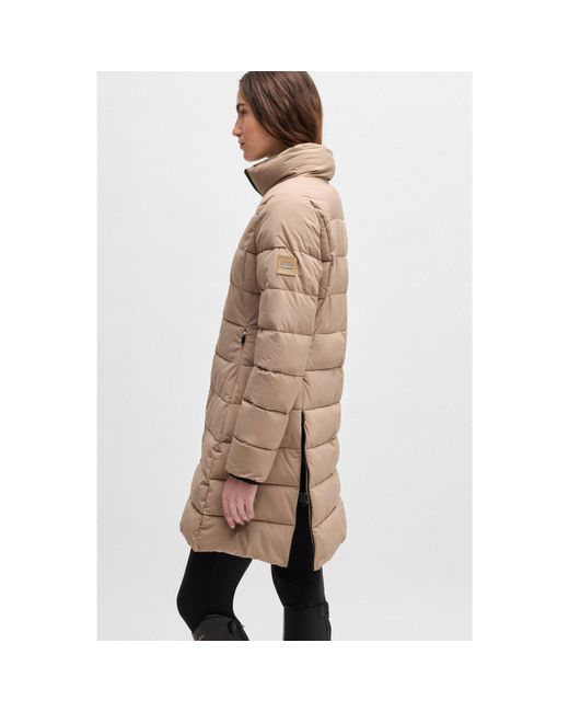 Boss Brown Equestrian Water-Repellent Quilted Coat With Side Zips