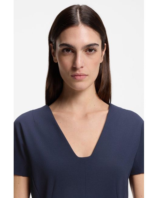 Boss Blue Slim-Fit Kleid Mit Paspelierung An Der Taille