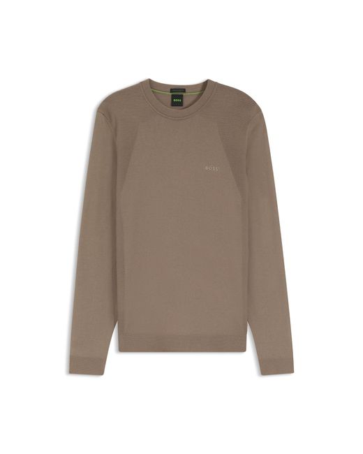 Boss Gray Cotton-Blend Sweater With Bodymapping Structure for men