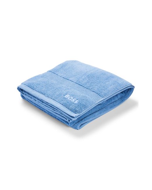 Boss Blue Aegean-cotton Bath Sheet With Tonal Logo